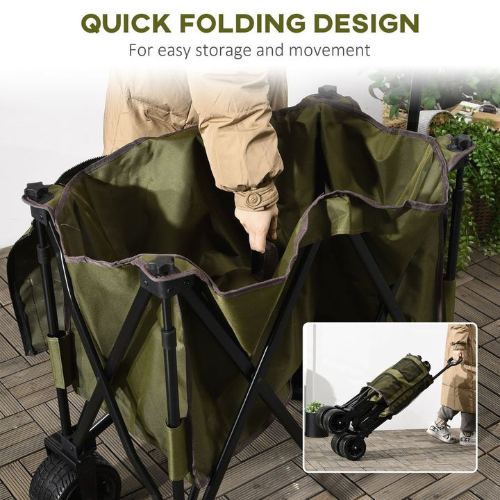 Folding Garden Trolley Collapsible Camping Trolley Steel Frame Oxford Fabric