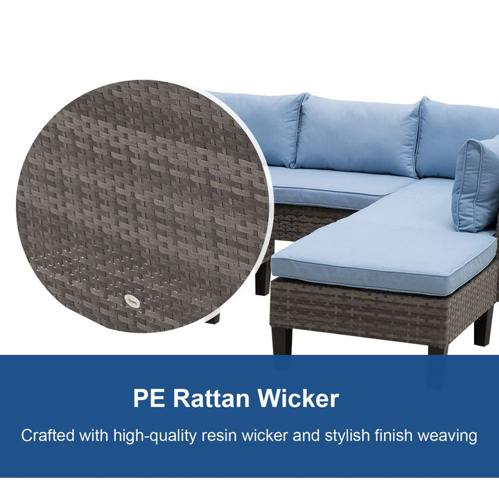 -Seater Outdoor Garden PE Rattan Furniture Set Blue