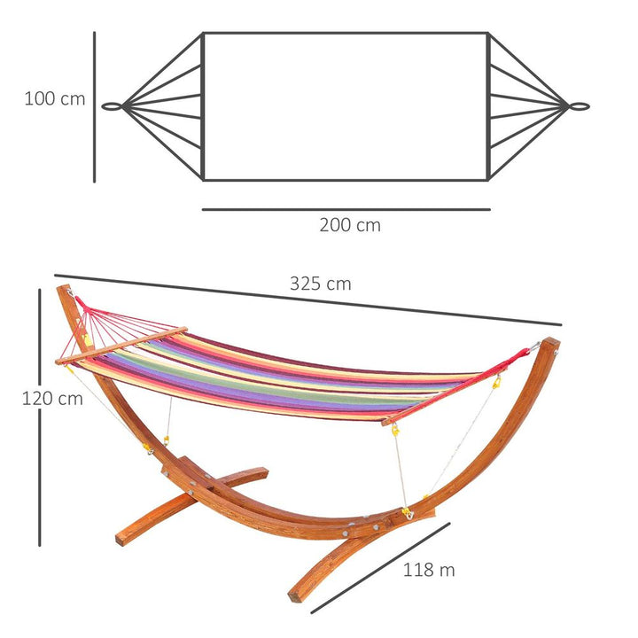 Outsunny Garden Deluxe Single Wooden Hammock W/Arc Stand Frame