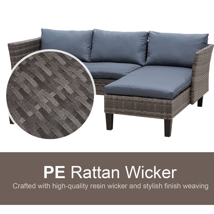-Seater Outdoor Garden PE Rattan Furniture Set Grey