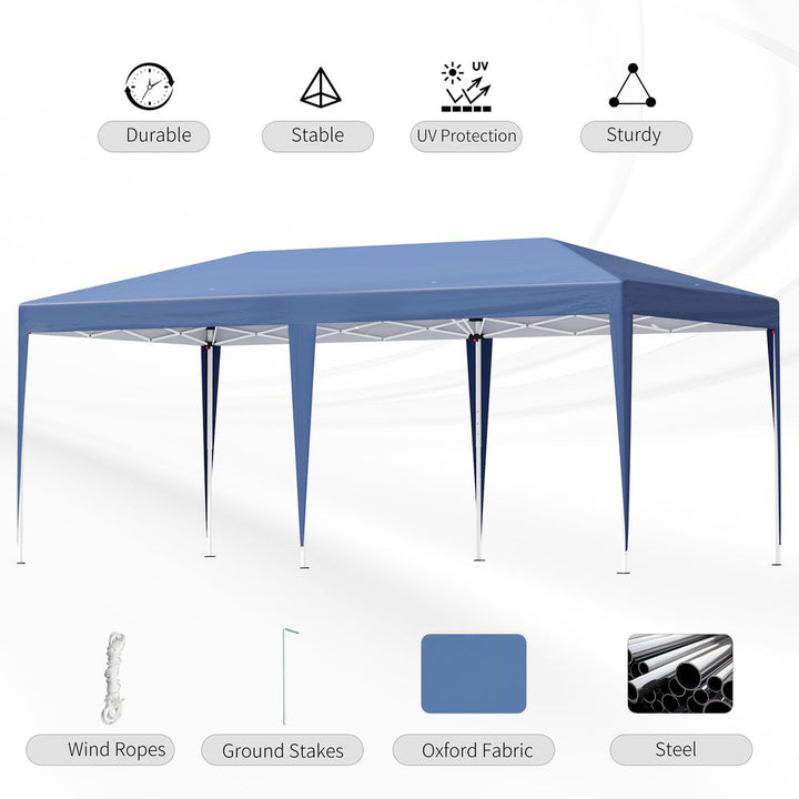 Pop Up Gazebo, Double Roof Canopy Tent, Bag,, Blue Heavy Duty