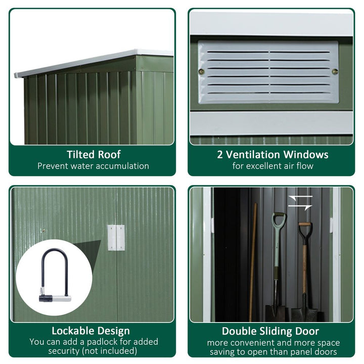 ft x .ft Corrugatedetal Shed with Foundation Vent Doors Green
