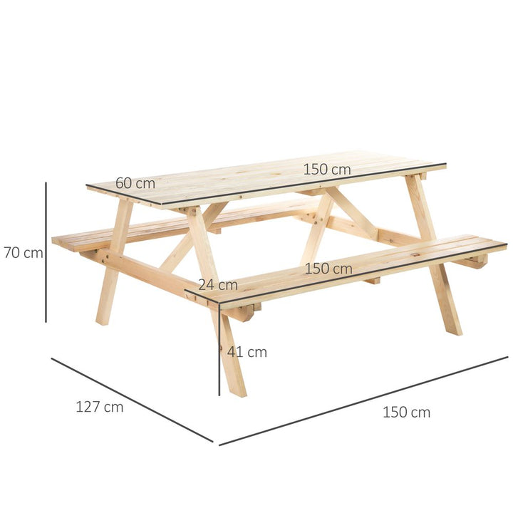 Outsunny -Seater Wooden Picnic Set-Fir Wood