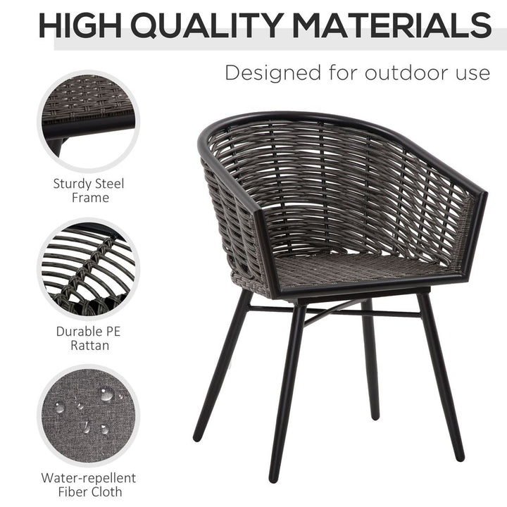 Pc Rattan Bistro Set, Patio , w/ Chairs & Coffee Table , Grey