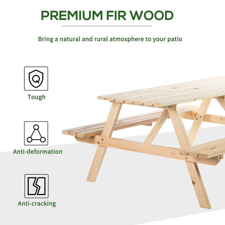 Outsunny -Seater Wooden Picnic Set-Fir Wood