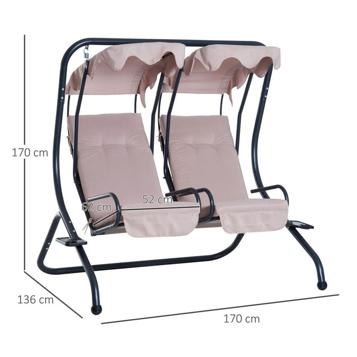 Canopy Swing Relax Chairs w/ Separate Chairs, Headrests & Removable Sun Shade