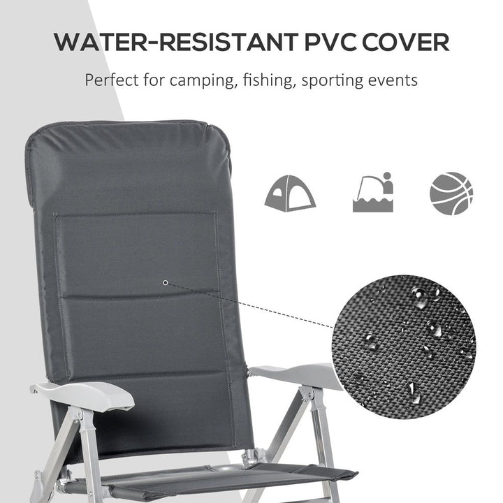  Patio Folding Dining Chair Adjustable Back & Armrest Portable Deck Grey