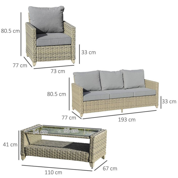  Patio PE Rattan Sofa Set, Outdoor Conversation Furniture Set
