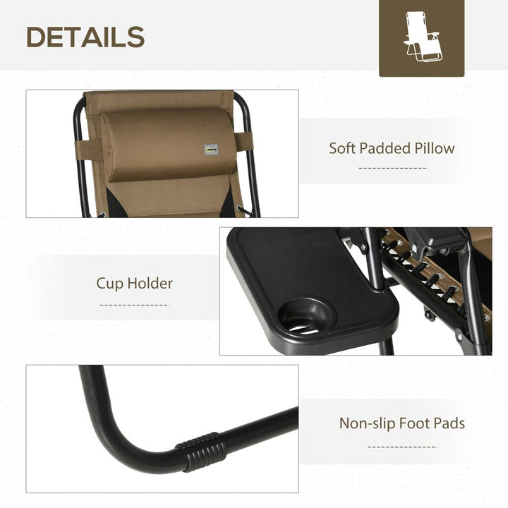Zero Gravity Chair, Folding Recliner, Adjustable Backrest, Padded Coffee