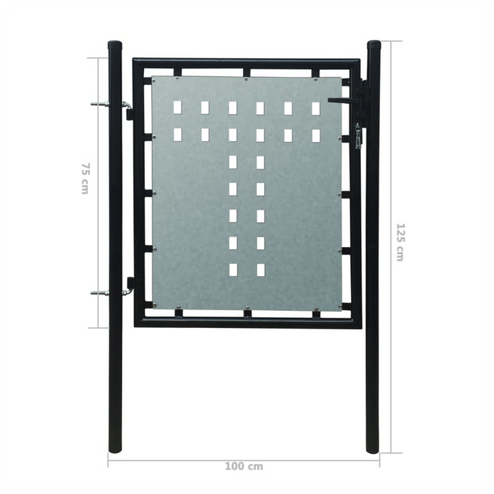 Black Single Door Fence Gate x 