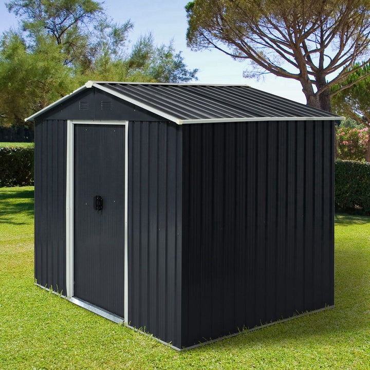 Outdoor Garden Roofedetal Storage Shed Tool Box Ventilation & Sliding Doors