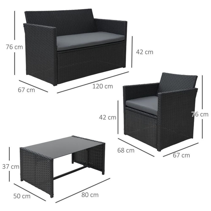 pc Patio Garden Rattan Wicker Sofa -Seater Loveseat Chair Table Black