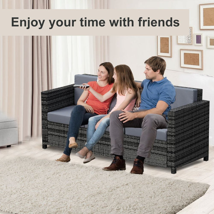 -Seater Weather Resistant Outdoor Garden Rattan Sofa Grey