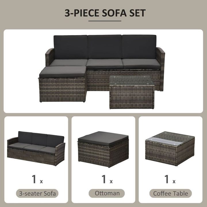 PC Outdoor Patio Furniture Set Wicker Rattan -Seater Sofa Chair Couch Grey
