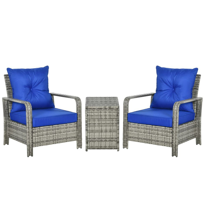  PE Rattan Garden Sofa Set w/ Chairs & Storage Tableixed Grey