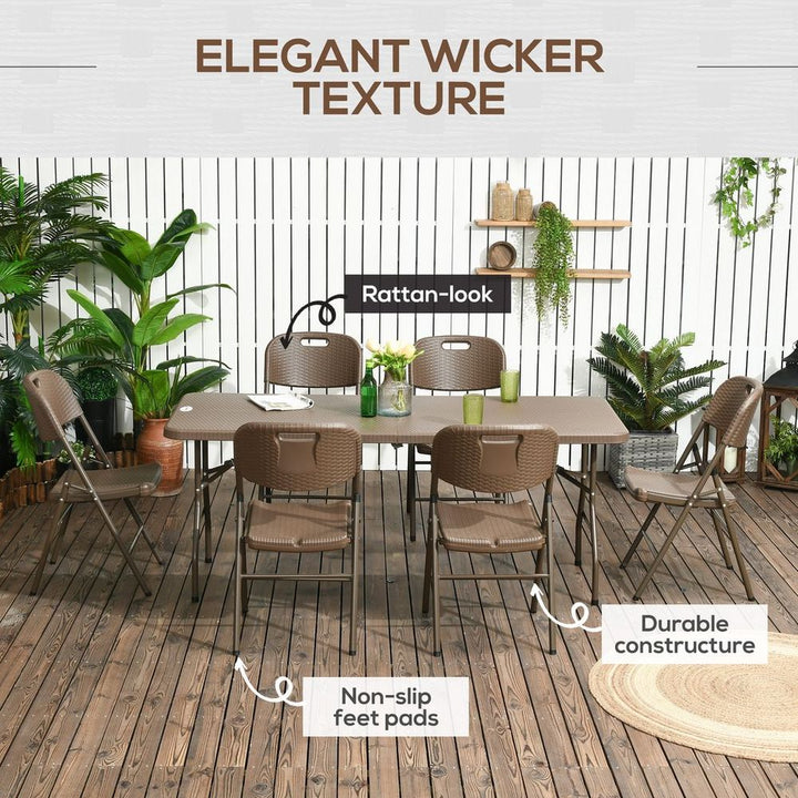  HDPEolding Design Resin Rattan Dining Set, Foldable Table & Chairs