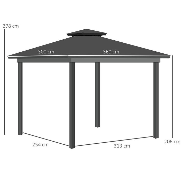 Outsunny . x (m) Double Roof Hard Top Gazebo with Nettings & Curtains