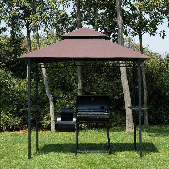 Outsunny ft Double-Tier Gazebo Grill Canopy Tent Shelter-Coffee