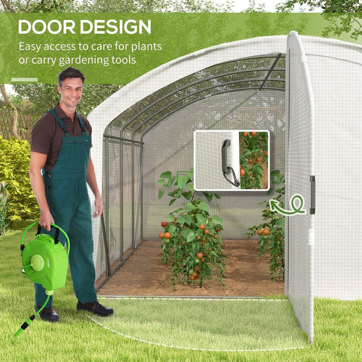 Outsunny Polytunnel Greenhouse with Door, UV-resistant PE Cover