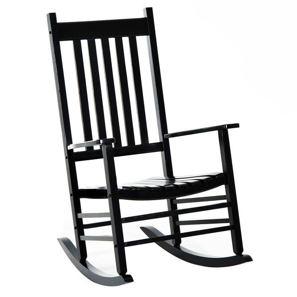 Outsunny Porch Rocking Chair, Poplar Wood, WxDxH -Black