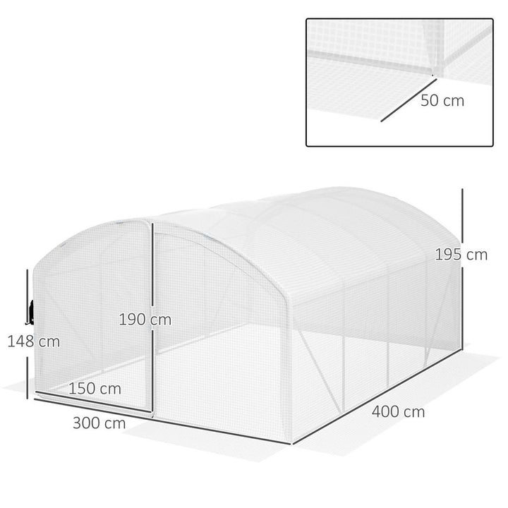 Outsunny Polytunnel Greenhouse with Door, UV-resistant PE Cover