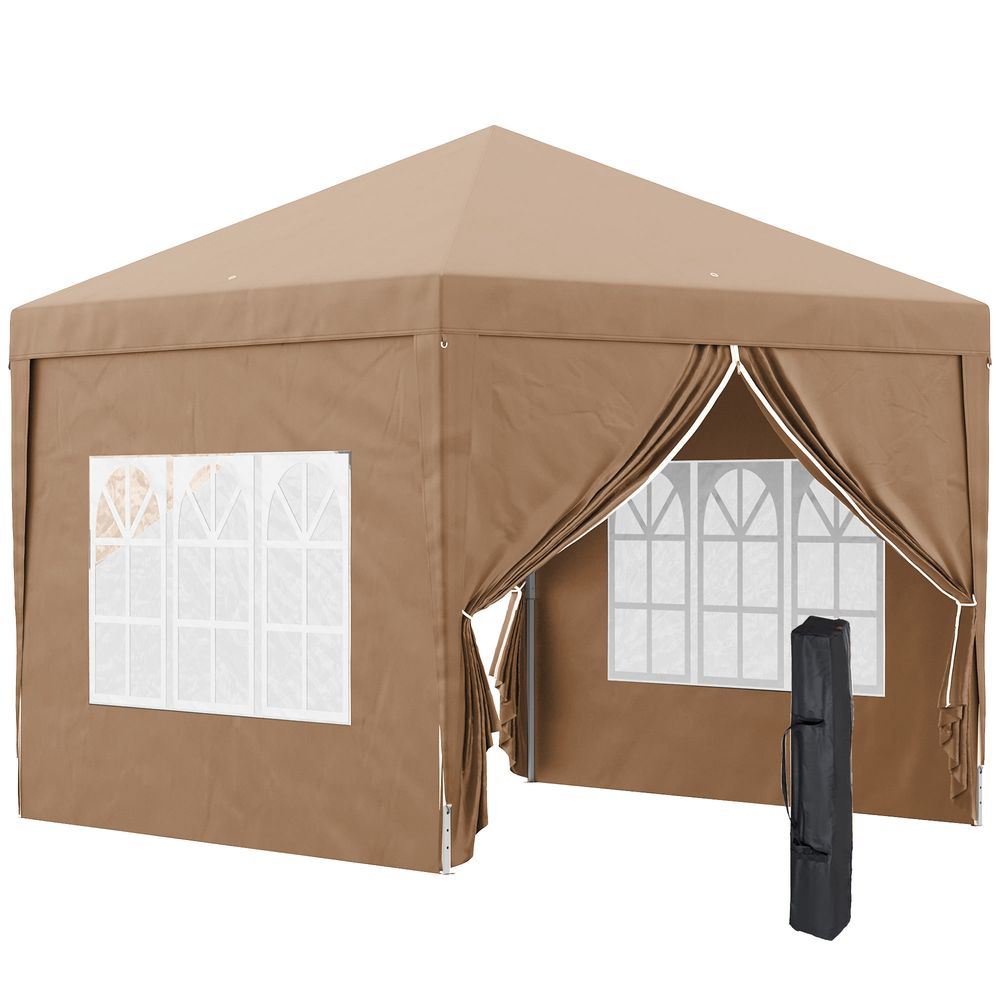 3x3 m Pop Up Gazebo Party Tent Canopy Marquee Storage Bag Coffee