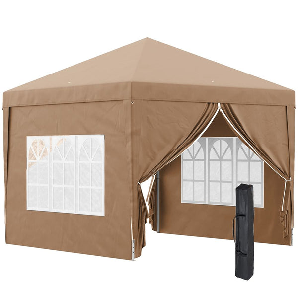 Outsunny x Pop Up Gazebo Party Tent Canopyarquee with Storage Bag Coffee