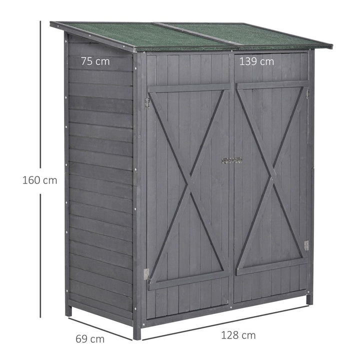 Garden Wood Storage Shed Storage Table, Asphalt Roof Storage Tool Organizer