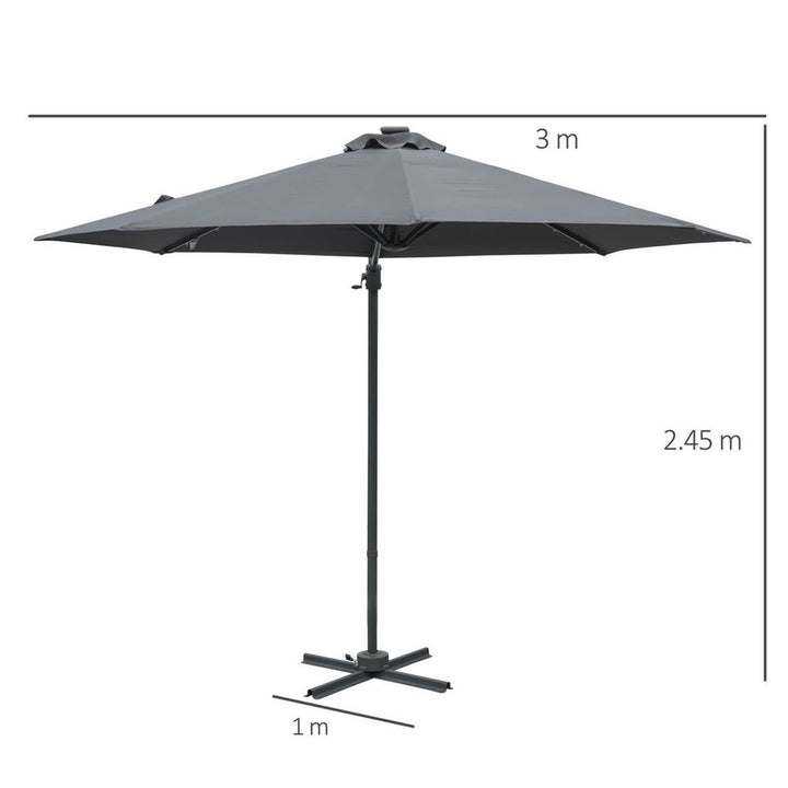 (m) Cantilever Parasol Patio Umbrella w/ Crank Solar Lights Dark Grey