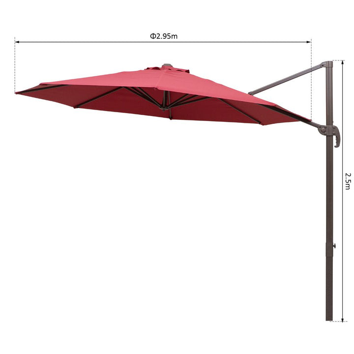 m Cantilever Aluminium Frame Outdoor Garden Parasol