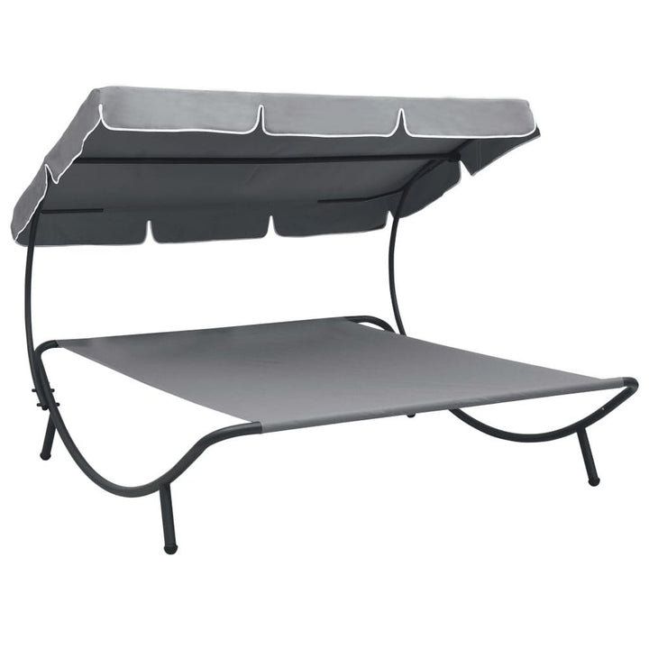 Outdoor Lounge Bed with Canopy Cream White