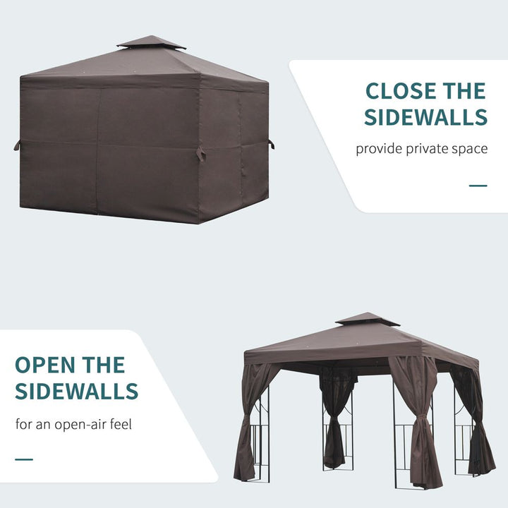 x Gazebo W/Side Panel-Brown
