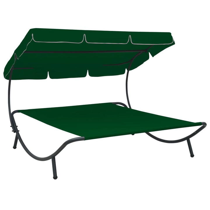 Outdoor Lounge Bed with Canopy Cream White