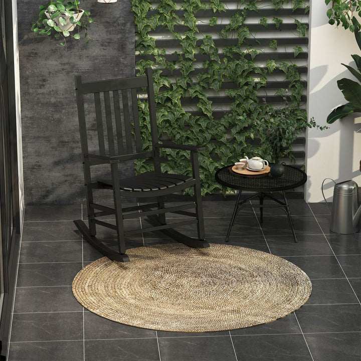 Outsunny Porch Rocking Chair, Poplar Wood, WxDxH -Black