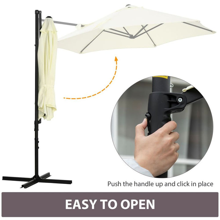 .M Garden Cantilever Parasol W/ Rotation and Cross Base, Beige