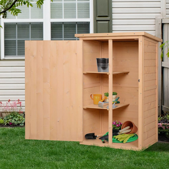 Wooden Garden Storage Shed Fir Wood Tool Cabinet