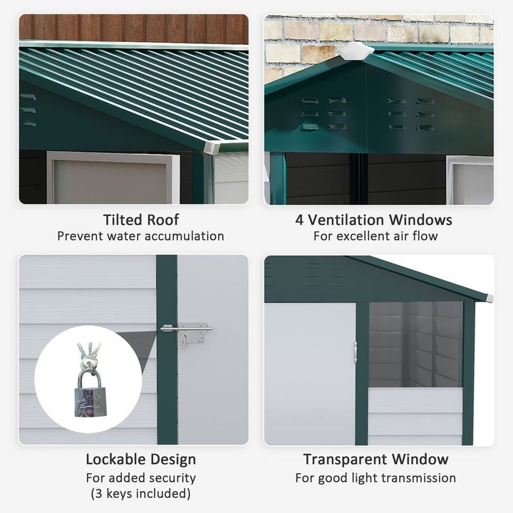 x' Galvanizedetal Garden Shed Tool Storage Shed for Backyard Patio