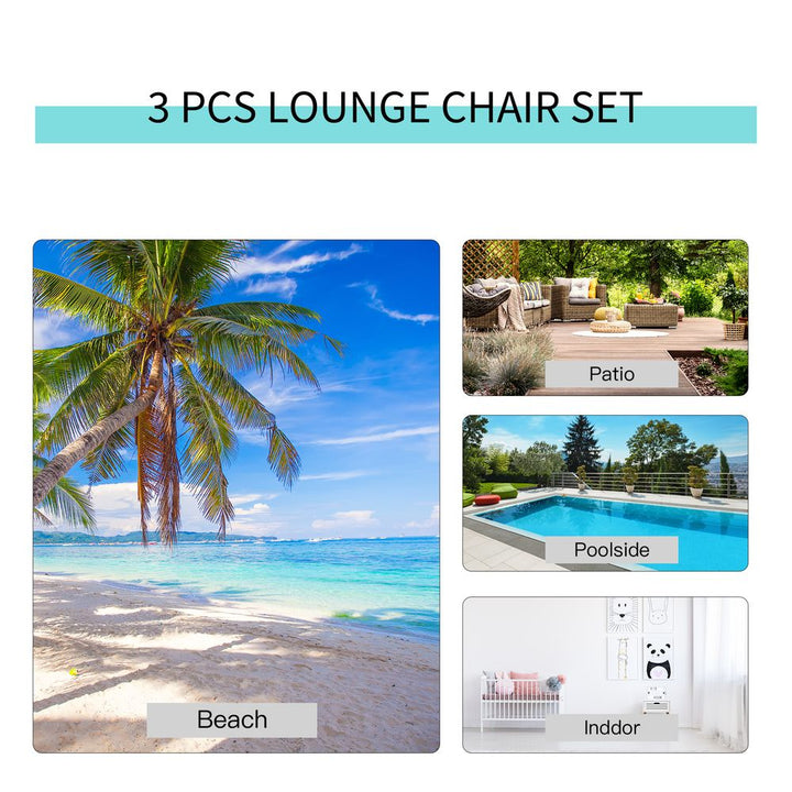  Pieces Lounge Chair Set Garden Sunbathing Chair w/ Table Grey Outsunny