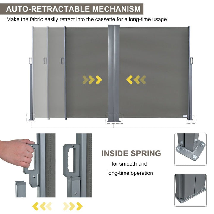 Retractable Double Side Awning Folding Privacy Wall Corner Divider Wind Screen