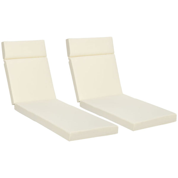 Set of Lounger Cushions Deep Seat Patio Cushions with Ties White