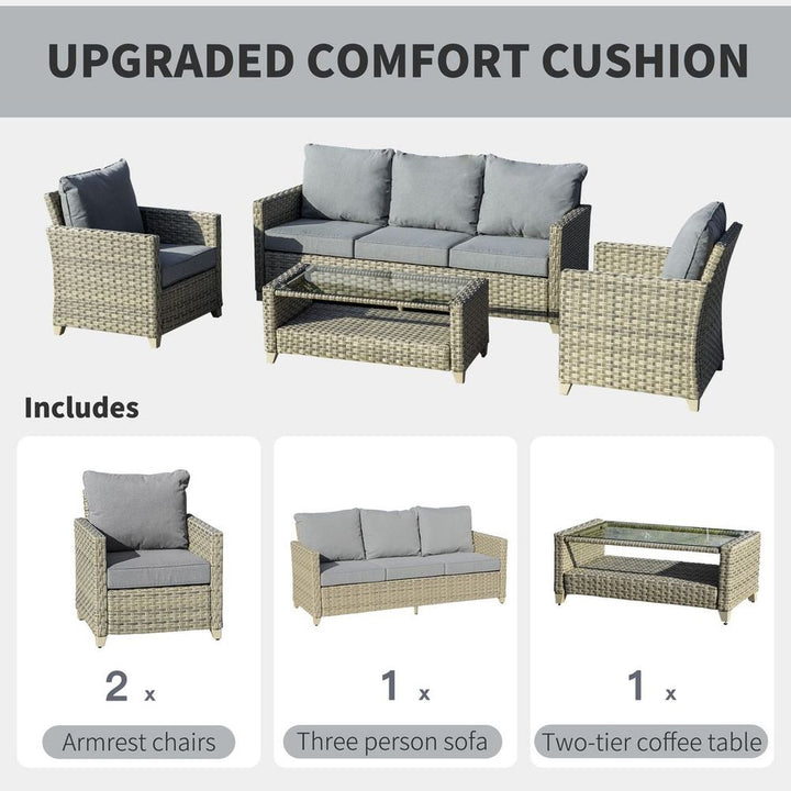  Patio PE Rattan Sofa Set, Outdoor Conversation Furniture Set