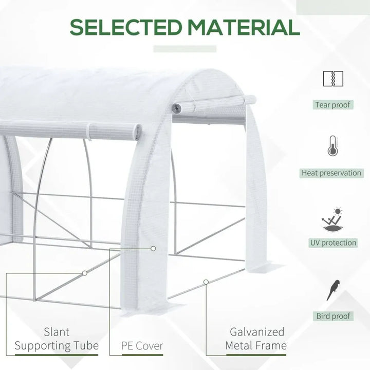  Polytunnel Greenhouse Pollytunnel Tent w/ Steel Frame White