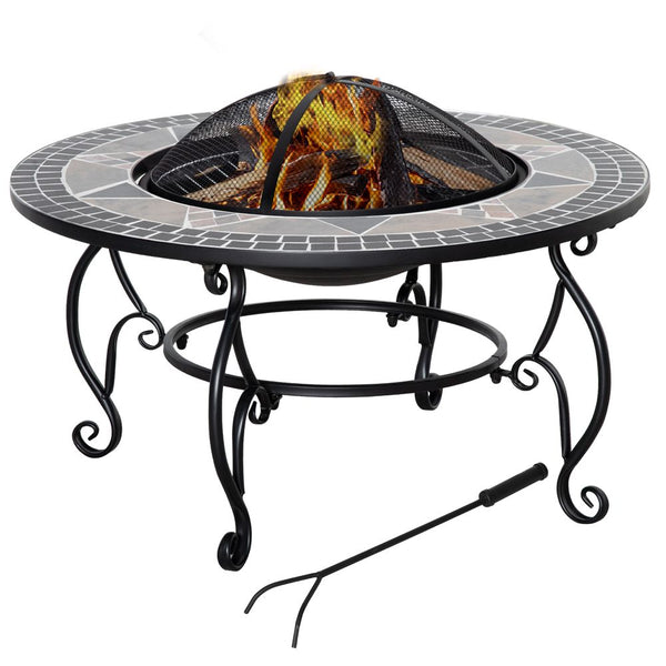 -in- Outdoor Fire Pit, Patio Heater with Cooking BBQ Grill