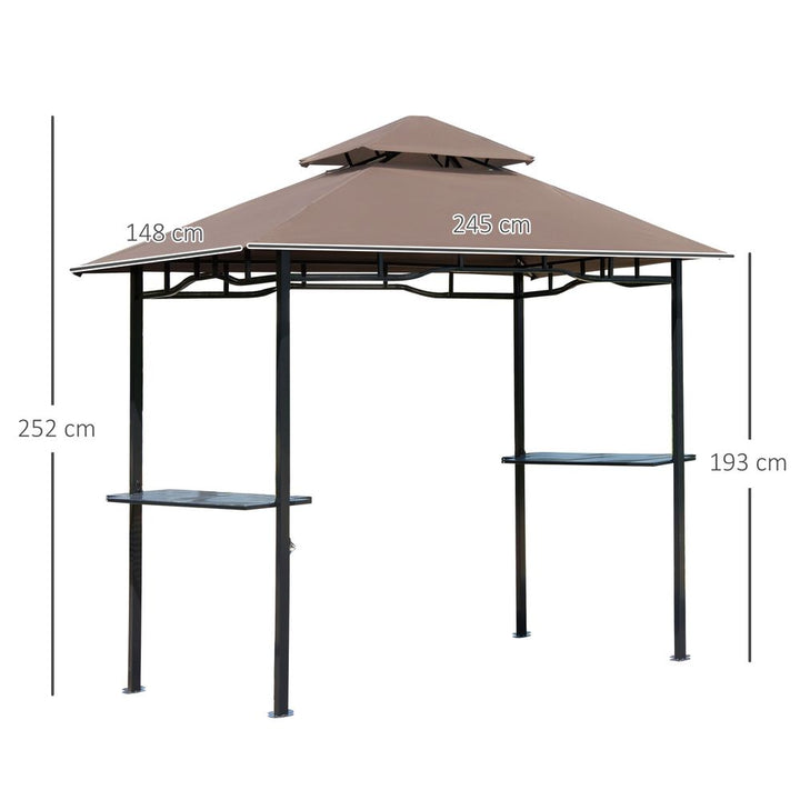 Outsunny ft Double-Tier Gazebo Grill Canopy Tent Shelter-Coffee
